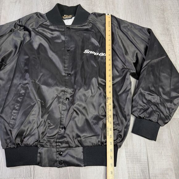 Snap-On Tools Men’s Large USA Satin Jacket Snap Buttons Black Vintage 80’s R - Picture 6 of 9